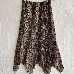 Chico's Animal Print Midi Skirt - Brown and Black